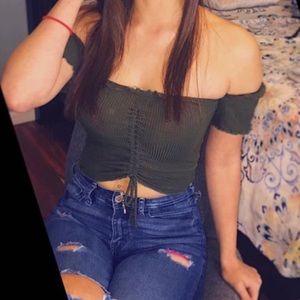 Agaci Olive green crop top